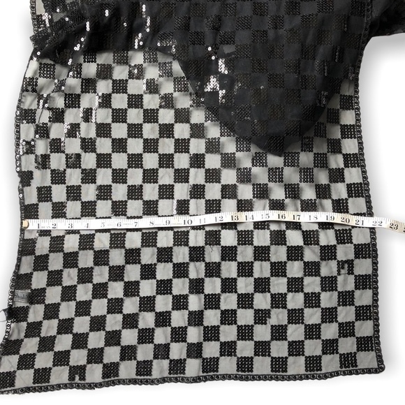 Renato Balestra 90s Sheer Sequins Black Lace Scarf - Picture 6 of 10